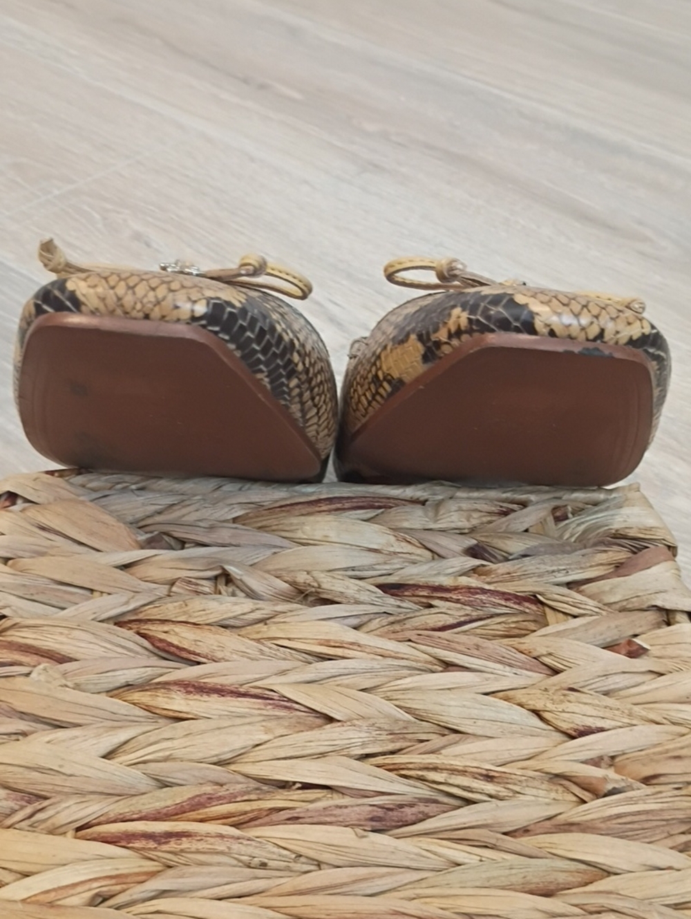 Sam Edelman Snake Print- Jillie Ballet Flats in Tan and Brown Square Toe Size 8 - Picture 6 of 10